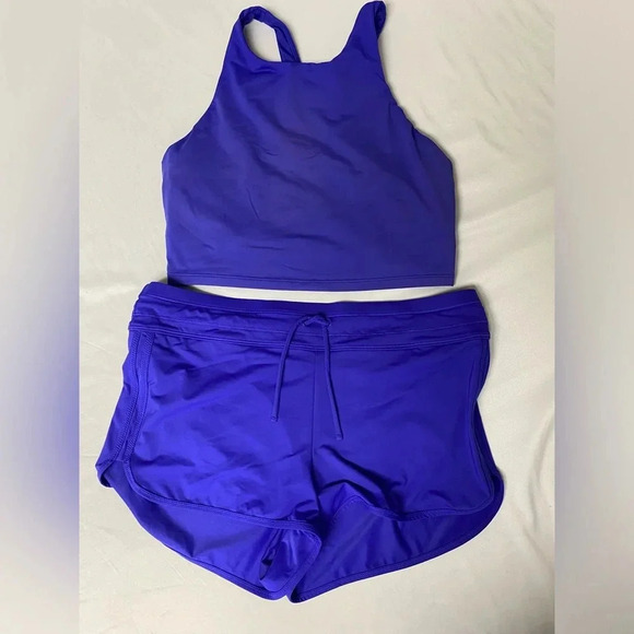 Athleta Blue Indigo Mid Tankini and Short Set Size M - Picture 2 of 5